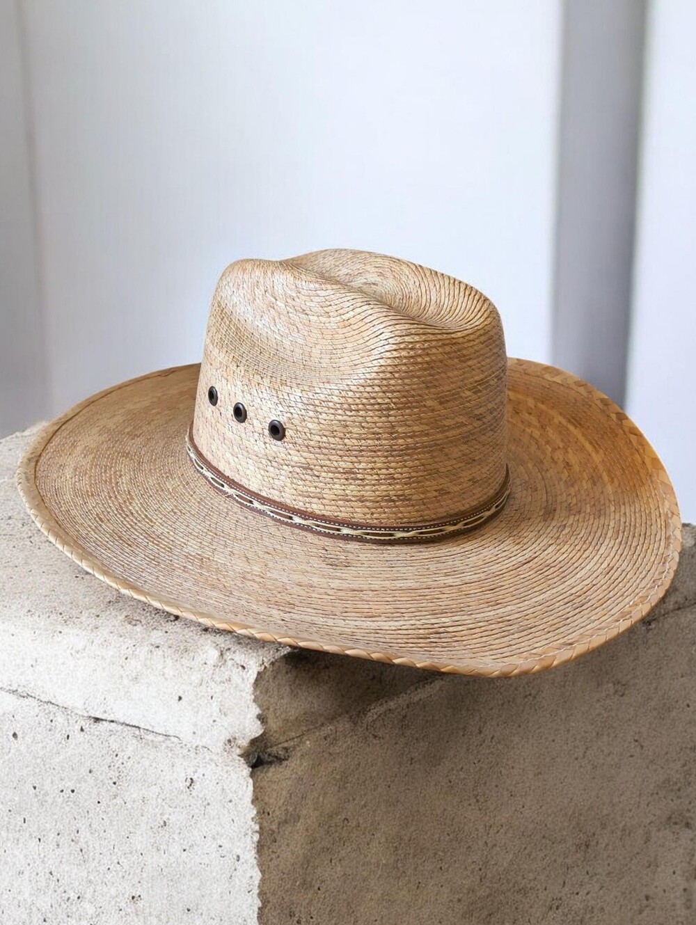 Atwood Straw Cowboy Hat Western 6 3/8 Hereford Low Crown Long Oval Mexico